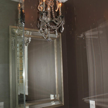 Small Ensuite Bathroom from Original builders pinks and whites to DECADENCE