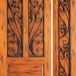 Exterior Prehung Door with One Sidelite, Knotty Alder 3-Panel - Front Doors