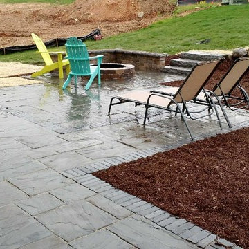 Greenscapes - Verona, Wi Rivenstone Patio, Fire pit and Seat Wall