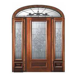 Prehung Sidelights-Transom Door 80 Mahogany Courtlandt 3/4 Lite - Front Doors