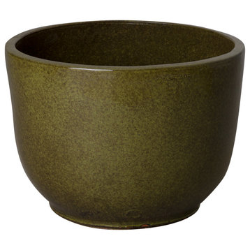 Medium Tropical Green Round Ceramic Planter