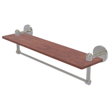 Tango 22" Solid Wood Shelf with Towel Bar, Satin Nickel