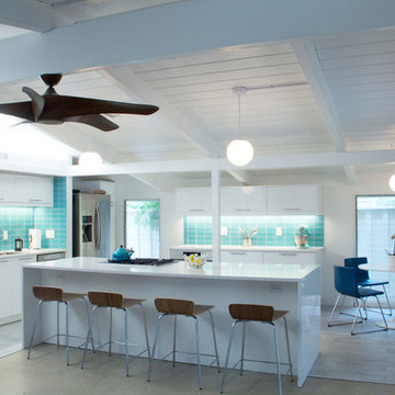Aqua Glass Subway Tile Kitchen Renovation