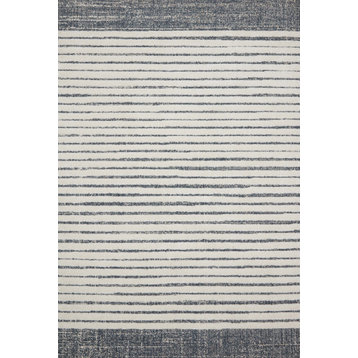 Loloi Hagen Hag-01 Striped Rug, White and Ocean, 2'7"x4'0"