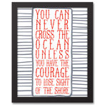 DDCG - Cross the Ocean 11x14 Black Framed Canvas - The Designs Direct Creative Group Cross the Ocean 11x14 Black Framed Canvas features a reminder that the only way to accomplish the big goals is to believe in yourself and go for it. This framed canvas helps you add some inspirational art to  your home. Each piece of artwork is designed, printed, and assembled in the USA. The result is a stunning piece of wall art you will love.