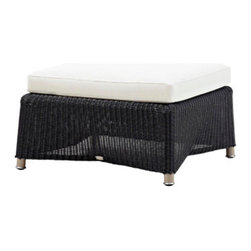 Cane-Line Diamond Footstool Weave Graphite Frame with White Tex Cushion - Footstools, Cubes and Ottomans