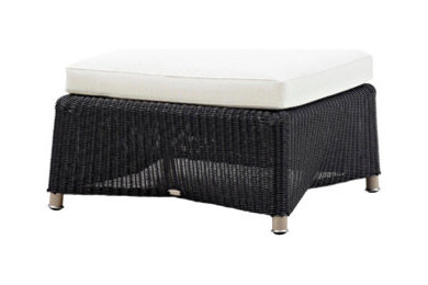 Cane-Line Diamond Footstool Weave Graphite Frame with White Tex Cushion