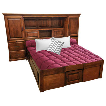 Traditional Supersize Queen Headboard w/ Raised Panel Back, Piers and Bed, Mahogany Alder, Queen