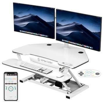 VERSADESK Electric Standing Desk Converter PowerPro Elite Corner w/ App Control, White, 36"
