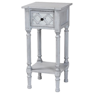 Pemberly Row Contemporary 1-Drawer Traditional Wood End Table in Gray