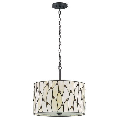 Vines 3-Light Tiffany Glass Shade Pendant Lamp, Natural