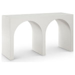 Meridian Furniture - June Black Oak Console Table, Cream, 54" W X 18" D X 30" H - Modernize your home with this cream oak console table from our June collection. Its solid oak construction guarantees durability for years to come, while its cream finish goes with any existing home decor. Its double arch design is unique and is sure to become a favorite conversation piece. A flat surface provides space for decorative items such as vases, candles, and knick-knacks, or storage space for books, mail, and more. Its mid-century design is sure to liven up your home.