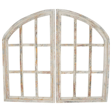 Spring Hill Architectural Arched Wooden Windows-Shabby White, White