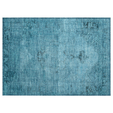 Machine Washable Indoor/Outdoor Chantille ACN658 Blue 1'8" x 2'6" Rug