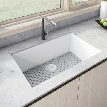 30-inch inch Granite Composite Undermount Sink - Arctic White - RVG2030WH