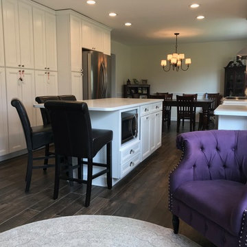 Kennett Square PA, Emerstone Carrara Lisco Quartz, on WayPoint Linen Cabinets.