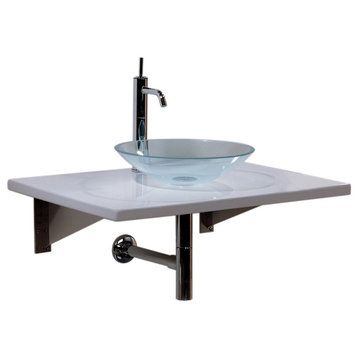 Whitehaus WHCRFS-1T Glass Fused Top With Colored Details And Contact Basin