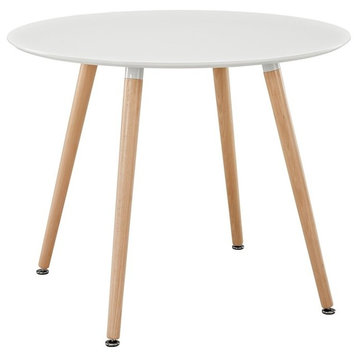 Modern Contemporary Kitchen Wood Circular Dining Table White