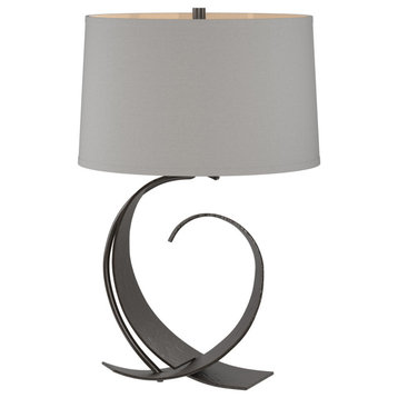 Fullered Impressions Table Lamp, Oil Rubbed Bronze, Light Grey Shade