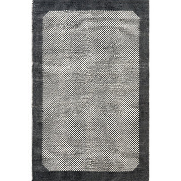 nuLOOM Branna Casual Bordered Wool Area Rug, Dark Gray 5' x 8'