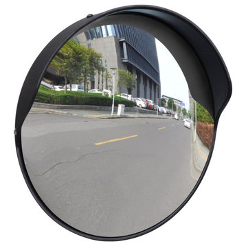 Outdoor Convex Traffic Mirror PC Plastic 12", Black