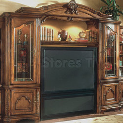 Tuscano Big Screen TV Entertainment Wall Unit in Biscotti by Michael Amini - Furniture