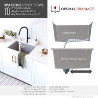 25 inch Dual Mount Single Bowl Gray Granite Laundry Sink S-825L