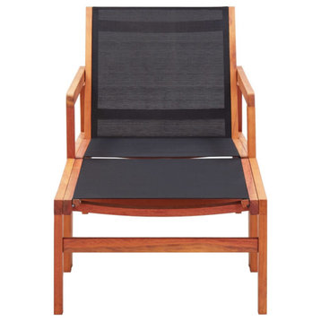 Vidaxl Patio Chair With Footrest Solid Eucalyptus Wood and Textilene