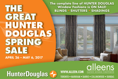 All HunterDouglas Products on Sale Now at Alleen's  April 26 - May 6