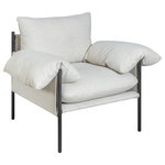 Armen Living - Bloom Accent Chair, Soft Oat Fabric , Black Finish - Introducing the Bloom Accent Chair, a beautiful balance of sculptural design and everyday comfort. Available in rich Brown or soft Oat, it is upholstered in a soft-touch performance fabric that offers a welcoming feel along with exceptional durability. The sleek black metal frame creates a striking contrast with the upholstery, resulting in a modern silhouette that complements a variety of interior styles.