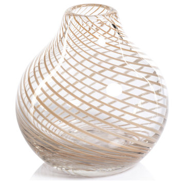 Chantilly Beige Swirl Glass Bud Vase, Onion