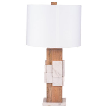 Marble, 18"H Table Lamp, White