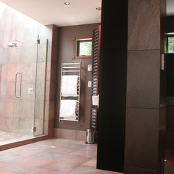 Island Stone copper quartztic slate bathroom with solid & classic mosaic - Tile
