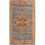 Nourison - Nourison Passionate Persian Area Rug, Gray, 2'2"x3'9" - Botanical corner and medallion patterns in a plush, distressed pile create a wonderful combination of Old World elegance and contemporary comfort in the Passionate Collection of area rugs from Nourison. Intricate loomed designs in traditional Persian motifs are balanced with bright, lively colors for the perfect mix between Bohemian charm and formal elegance.