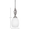 Elegante 1-Light Mini Pendant with Hang Straight Swivel, Aged Silver/White Linen