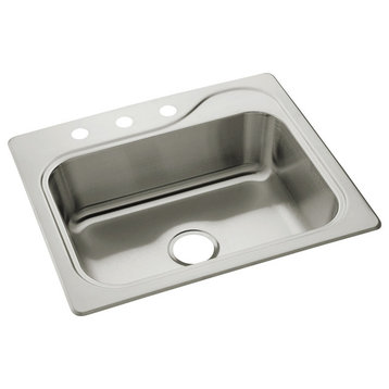 Sterling Southhaven Single Bowl 3-Hole Drop-in Kitchen Sink, Stainless Steel