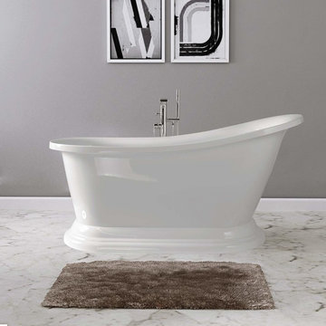 Frances 67" Slipper Pedestal Freestanding Bathtub, White