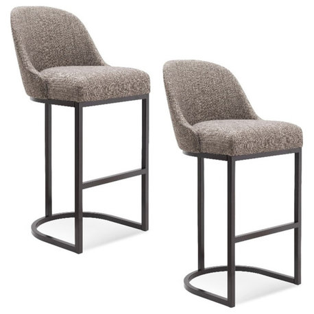 Leick Favorite Finds Barrel Back Metal Bar Stool Set in Gray/Espresso