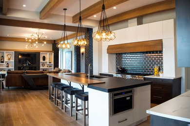 Large transitional kitchen photo in Calgary