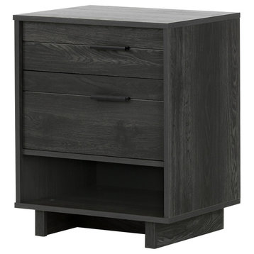South Shore Fynn Nightstand With Drawers And Cord Catcher, Gray Oak
