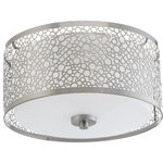 Progress Lighting - Progress Lighting P2318-0930K9 Mingle LED Flush Mount, Brushed Nickel, 11"x5.88" - One-light LED flush mount features a concentric circular pattern in a Brushed Nickel metal shade that surrounds etched parchment glass. 3000K, 90+ CRI 1,211 Lumens 71.2 lumen/watt.