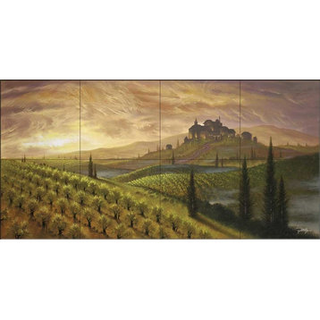 Tile Mural, Sunset Upon The Vineyard by Jon Rattenbury