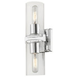 Livex Lighting - Clarion 2 Light Polished Chrome Vanity Sconce - The clarion transitional two light vanity sconce will bring posh sophistication to your decor. The backplate and clear cylinder glass give this polished chrome finish a sleek, contemporary look.