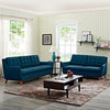Modern Contemporary Urban Living Sofa 2-Piece Set, Navy Blue, Fabric