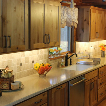 Kitchen LED Lighting Knotty Pine Cabinets