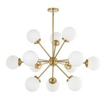 GETLEDEL - 12-Light Dimmable Sputnik Sphere Chandelier, White Glass Shades - Impress your guests with this eye-catching sputnik sphere chandelier. With a modern and sleek look, this 12-light fixture can fit with mid-century or contemporary style. It casts warm and welcoming glow through the glass shades, adding endless charm to your space. This elegant chandelier is perfect for living room, bedroom, dining room, kitchen, hallway, foyer, stairwell, etc.