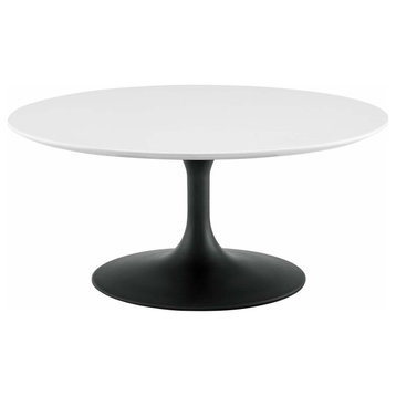 Lippa 36" Round Wood Coffee Table Black White