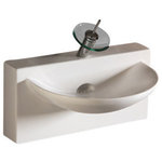Whitehaus - Isabella Rectangular Wall Mount Basin With An Integrated U-Shaped Bowl - Isabella Rectangular Wall Mount Basin With An Integrated U-Shaped Bowl, Single Faucet Hole And Rear Center Drain