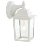 Elk Home - Hawthorne 1-Light Outdoor Wall Lantern, Matte White With Clear Shade - One light outdoor sconce in white finish with clear glass shade. Die cast aluminum. 7 inch extension. One light 60 watt medium base incandescent or led equivalent bulb required, not included. Wet location tolerable.