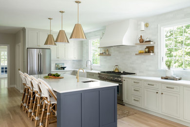 Example of a transitional kitchen design in Boston